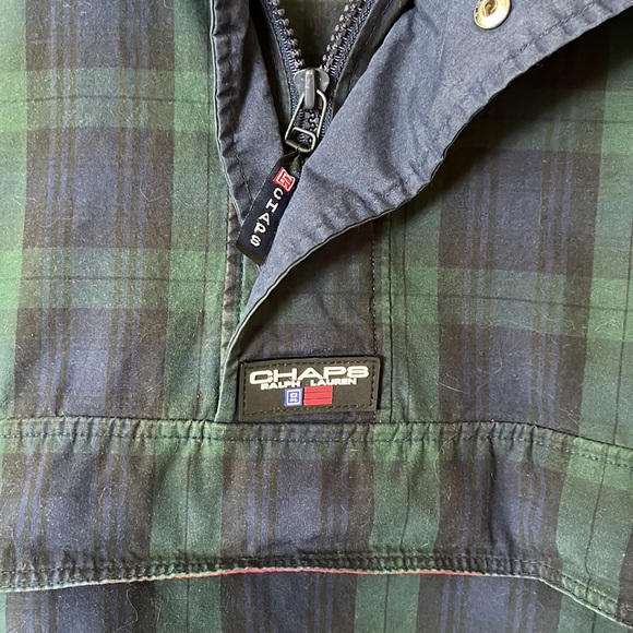 Chaps Ralph Lauren - Green/Blue Plaid Pullover ¼ Zip Large - Picture 8 of 8